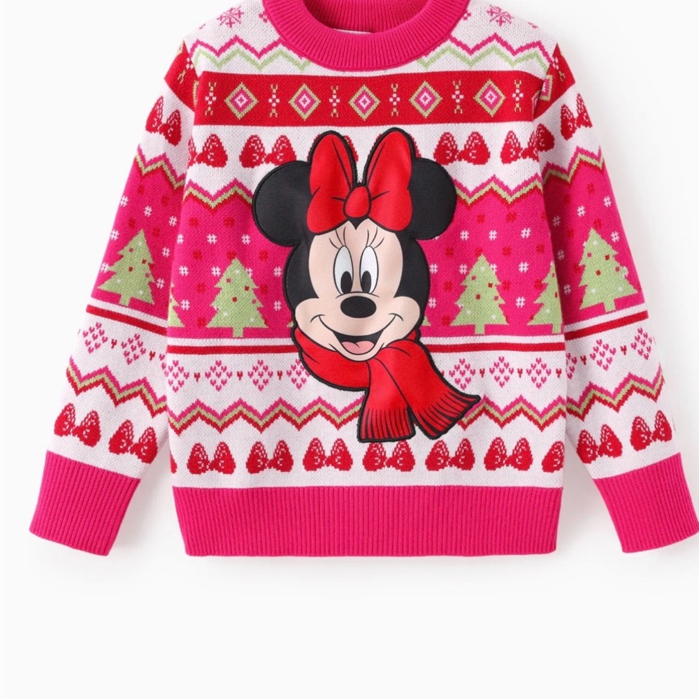 Disney Pink Holiday Sweater with Minnie Mouse Design